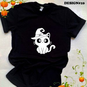 HALLOWEEN T-shirt, UNISEX T-SHIRT, HALLOWEN WITCH CAT T-SHIRT